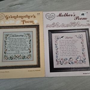 Cross My Heart Mother's Poem Grandmother's Poem Counted Cross Stitch Leaflets